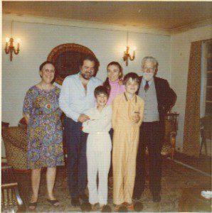 Left to right: Mary Stephanides, Spyros Mercouris, Pyrrhus Mercouris, Alexia Mercouris, Alexander Mercouris, Theodore Stephanides, in Bayswater just before moving to our current house